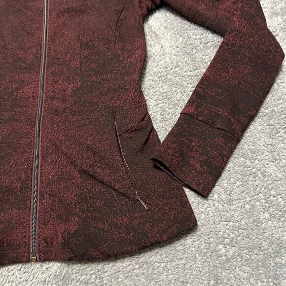Athleta Jacket Womens Small Shanti Jacquard Full Zip Antique Burgundy Textured - Picture 2 of 8